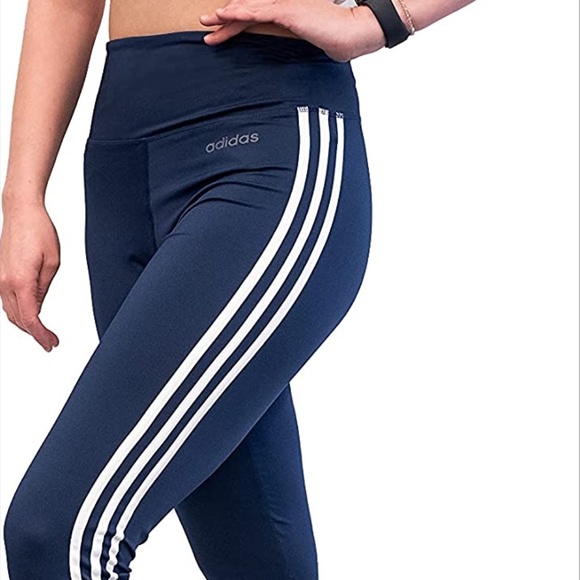 Adidas Leggings. Designed 2 Move 3 Stripes High Rise Long AthleticTights - Picture 2 of 9